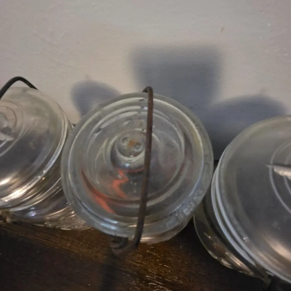 Vintage Atlas E-Z Seal Clear Pint Canning Jars Set of 3 Wire Bail Glass Lids